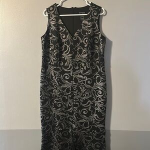 Enfocus Black and Silver Swirl Dress Size 14W